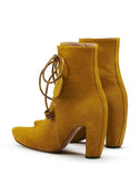 WOMEN'S LANVIN LACE-UP ANKLE BOOTS MUSTARD
