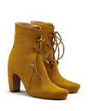 WOMEN'S LANVIN LACE-UP ANKLE BOOTS MUSTARD