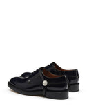 WOMEN'S LANVIN SHINY CALFSKIN LEATHER DERBY SHOE NAVY BLUE