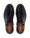 WOMEN'S LANVIN SHINY CALFSKIN LEATHER DERBY SHOE NAVY BLUE