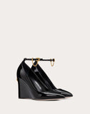 WOMEN'S VALENTINO GARAVANI PATENT LEATHER WEDGES 100 MM BLACK