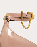 WOMEN'S VALENTINO GARAVANI PATENT LEATHER PUMP WITH CHAIN DETAIL 70 MM BABY PINK