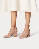 WOMEN'S VALENTINO GARAVANI PATENT LEATHER PUMP WITH CHAIN DETAIL 70 MM BABY PINK