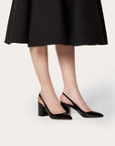WOMEN'S VALENTINO GARAVANI SLINGBACK PATENT LEATHER PUMP 70 MM BLACK