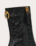 WOMEN'S VALENTINO GARAVANI NAPLAK LEATHER ANKLE BOOT WITH LOOP DETAIL 70 MM BLACK