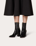 WOMEN'S VALENTINO GARAVANI NAPLAK LEATHER ANKLE BOOT WITH LOOP DETAIL 70 MM BLACK