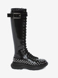 WOMEN'S ALEXANDER McQUEEN TREAD LACE UP BOOT BLACK/SILVER