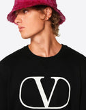 MEN'S VALENTINO CREW-NECK SWEATSHIRT WITH CRAQUELURE VLOGO PRINT BLACK