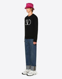 MEN'S VALENTINO CREW-NECK SWEATSHIRT WITH CRAQUELURE VLOGO PRINT BLACK