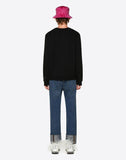 MEN'S VALENTINO CREW-NECK SWEATSHIRT WITH CRAQUELURE VLOGO PRINT BLACK