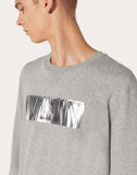 MEN'S VALENTINO LAMINATED EMBOSSED VLTN CREW-NECK SWEATSHIRT GREY