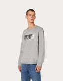 MEN'S VALENTINO LAMINATED EMBOSSED VLTN CREW-NECK SWEATSHIRT GREY
