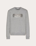 MEN'S VALENTINO LAMINATED EMBOSSED VLTN CREW-NECK SWEATSHIRT GREY
