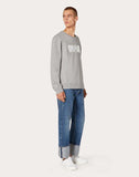 MEN'S VALENTINO LAMINATED EMBOSSED VLTN CREW-NECK SWEATSHIRT GREY