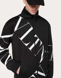 MEN'S VALENTINO VLTN MACROGRID ZIPPED SWEATSHIRT BLACK