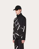 MEN'S VALENTINO VLTN MACROGRID ZIPPED SWEATSHIRT BLACK