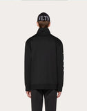 MEN'S VALENTINO VLTN MACROGRID ZIPPED SWEATSHIRT BLACK