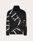 MEN'S VALENTINO VLTN MACROGRID ZIPPED SWEATSHIRT BLACK