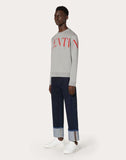 MEN'S VALENTINO CREW-NECK SWEATSHIRT WITH VALENTINO PRINT GREY