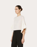 WOMEN'S VALENTINO GEORGETTE TOP WITH SCALLOP DETAIL IVORY
