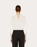 WOMEN'S VALENTINO GEORGETTE TOP WITH SCALLOP DETAIL IVORY