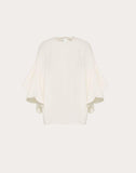 WOMEN'S VALENTINO GEORGETTE TOP WITH SCALLOP DETAIL IVORY