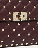 WOMEN'S VALENTINO GARAVANI MEDIUM ROCKSTUD SPIKE NAPPA LEATHER BAG RUBY