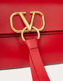 WOMEN'S VALENTINO GARAVANI SMALL VRING CALFSKIN SHOULDER BAG PURE RED