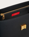 WOMEN'S VALENTINO GARAVANI MEDIUM VRING GRAINY CALFSKIN CHAIN BAG BLACK