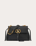 WOMEN'S VALENTINO GARAVANI MEDIUM VRING GRAINY CALFSKIN CHAIN BAG BLACK