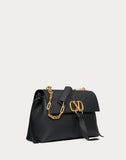WOMEN'S VALENTINO GARAVANI MEDIUM VRING GRAINY CALFSKIN CHAIN BAG BLACK
