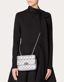 WOMEN'S VALENTINO GARAVANI SMALL ROCKSTUD SPIKE METALLIC BAG SILVER