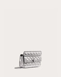 WOMEN'S VALENTINO GARAVANI SMALL ROCKSTUD SPIKE METALLIC BAG SILVER