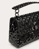 WOMEN'S VALENTINO GARAVANI MEDIUM ROCKSTUD SPIKE.IT METALLIC POLYMER BAG WITH FLOWERS