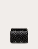 WOMEN'S VALENTINO GARAVANI MEDIUM ROCKSTUD SPIKE.IT METALLIC POLYMER BAG WITH FLOWERS