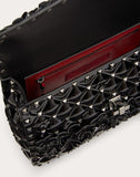 WOMEN'S VALENTINO GARAVANI MEDIUM ROCKSTUD SPIKE.IT METALLIC POLYMER BAG WITH FLOWERS