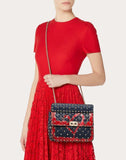 WOMEN'S VALENTINO GARAVANI MEDIUM ROCKSTUD SPIKE.IT BAG WITH HEART DARK BLUE