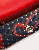 WOMEN'S VALENTINO GARAVANI MEDIUM ROCKSTUD SPIKE.IT BAG WITH HEART DARK BLUE