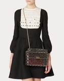 WOMEN'S VALENTINO GARAVANI MEDIUM ROCKSTUD SPIKE.IT TRANSPARENT POLYMER AND VELVET BAG