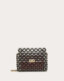 WOMEN'S VALENTINO GARAVANI MEDIUM ROCKSTUD SPIKE.IT TRANSPARENT POLYMER AND VELVET BAG