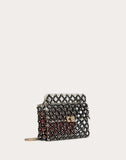 WOMEN'S VALENTINO GARAVANI MEDIUM ROCKSTUD SPIKE.IT TRANSPARENT POLYMER AND VELVET BAG