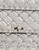 WOMEN'S VALENTINO GARAVANI MEDIUM ROCKSTUD SPIKE METALLIC NAPPA LEATHER BAG SILVER