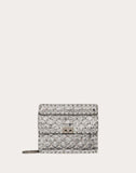 WOMEN'S VALENTINO GARAVANI MEDIUM ROCKSTUD SPIKE METALLIC NAPPA LEATHER BAG SILVER