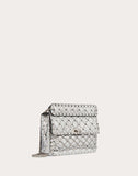 WOMEN'S VALENTINO GARAVANI MEDIUM ROCKSTUD SPIKE METALLIC NAPPA LEATHER BAG SILVER