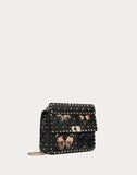 WOMEN'S VALENTINO GARAVANI MEDIUM ROCKSTUD SPIKE.IT BAG WITH BUTTERFLY PATCHES BLACK