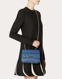 WOMEN'S VALENTINO GARAVANI SMALL ROCKSTUD SPIKE NAPPA LEATHER BAG BALTIC BLUE