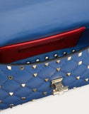 WOMEN'S VALENTINO GARAVANI SMALL ROCKSTUD SPIKE NAPPA LEATHER BAG BALTIC BLUE
