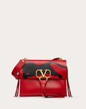 WOMEN'S VALENTINO GARAVANI VRING SHOULDER BAG IN SMOOTH CALFSKIN WITH KARUNG LEATHER INLAY