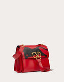 WOMEN'S VALENTINO GARAVANI VRING SHOULDER BAG IN SMOOTH CALFSKIN WITH KARUNG LEATHER INLAY