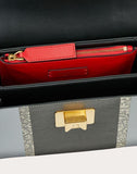 WOMEN'S VALENTINO GARAVANI SMALL VRING SHOULDER BAG WITH INLAID STRIPES